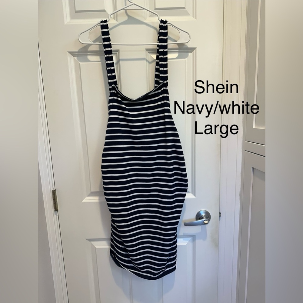 SHEIN navy and White Striped Dress